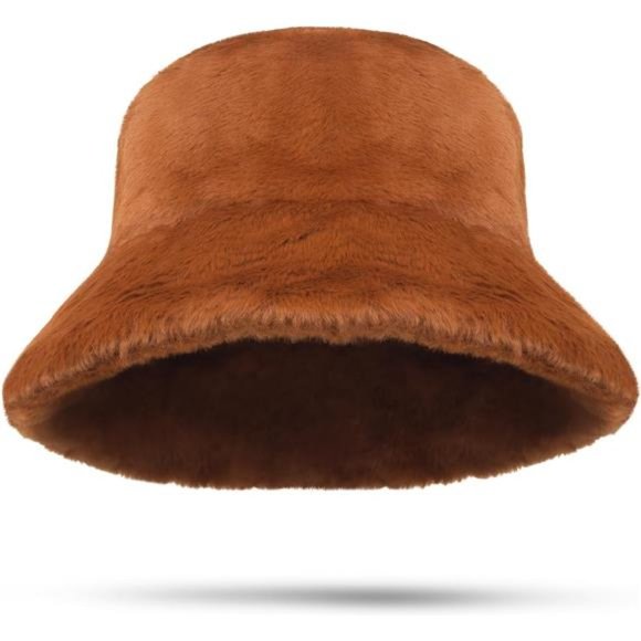 Women\'s Faux Fur Winter Bucket Hat Fluffy Warm Hat Furry Cap, Brown main image 7